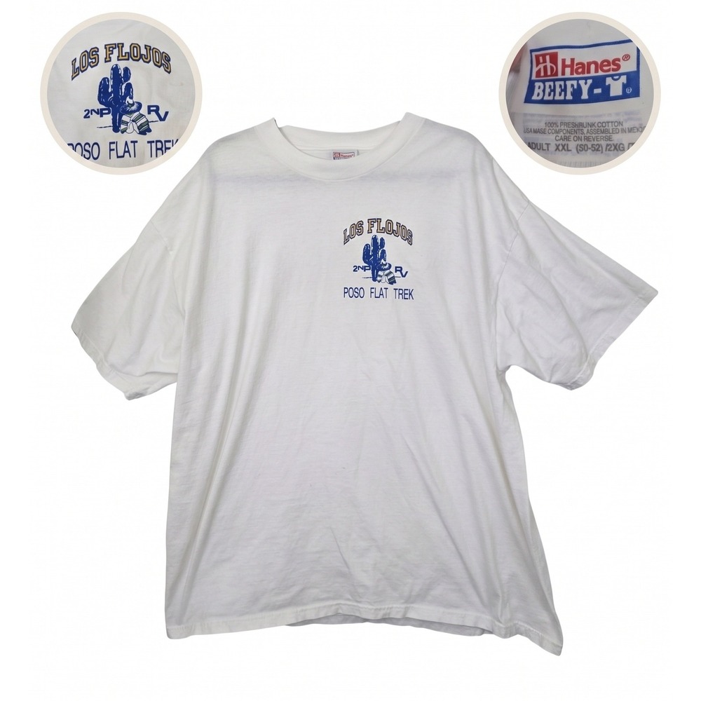 Vintage 90s‎ Flojos Surf T Shirt XXL White Hey DickWeed Poso Flat Trek Hanes